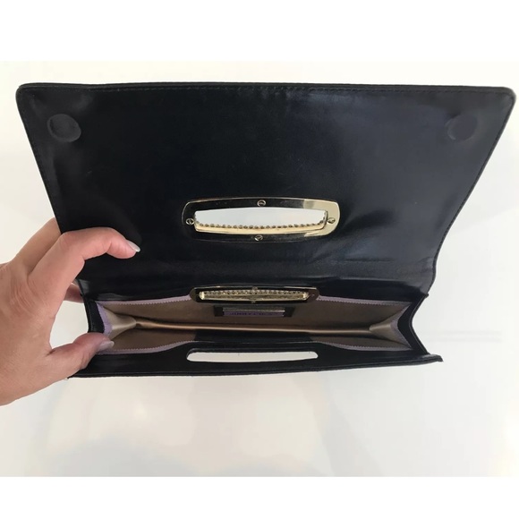 JIMMY CHOO BLACK SATIN SILK CRYSTAL CLUTCH BAG - Picture 11 of 15